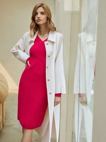 MOTF PREMIUM WOOL-MIX WRAP JUMPER DRESS - Hot Pink - View 4