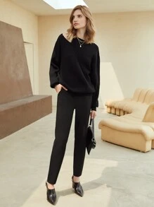 MOTF PREMIUM VISCOSE TAPERED TAILORED TROUSERS - Black - View 4