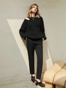 MOTF PREMIUM VISCOSE TAPERED TAILORED TROUSERS - Black - View 5