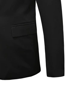 Manfinity Men Single Button Blazer & Trousers - Black - View 3