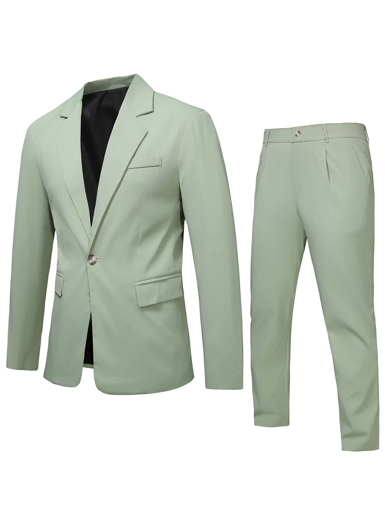 Manfinity Men Single Button Blazer & Trousers - Mint Green - View 1