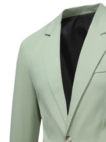 Manfinity Men Single Button Blazer & Trousers - Mint Green - View 4