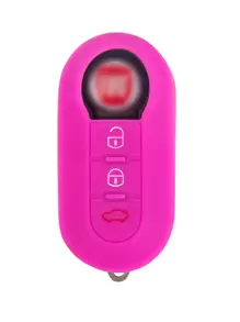 Silicone Car Key Case Compatible With FIAT, Key Fob Cover - Hot Pink - View 1