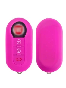 Silicone Car Key Case Compatible With FIAT, Key Fob Cover - Hot Pink - View 6