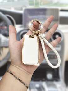 Estuche para llave de coche con llavero, funda para llavero - Blanco - Ver 2