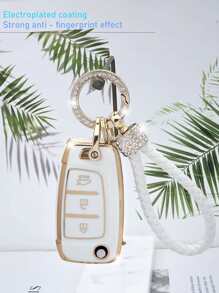 Estuche para llave de coche con llavero, funda para llavero - Blanco - Ver 3