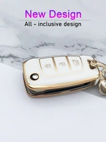 Estuche para llave de coche con llavero, funda para llavero - Blanco - Ver 8