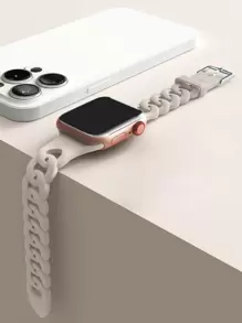 Solid Silicone Watchband Compatible With Apple Watch - Apricot - View 5