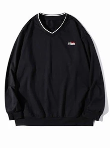 Aesthetic Post--Men Patch Detail Drop Shoulder Sweatshirt - Black - View 1
