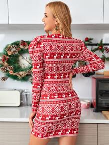 SHEIN 孕婦聖誕圖案羊腿袖洋裝
