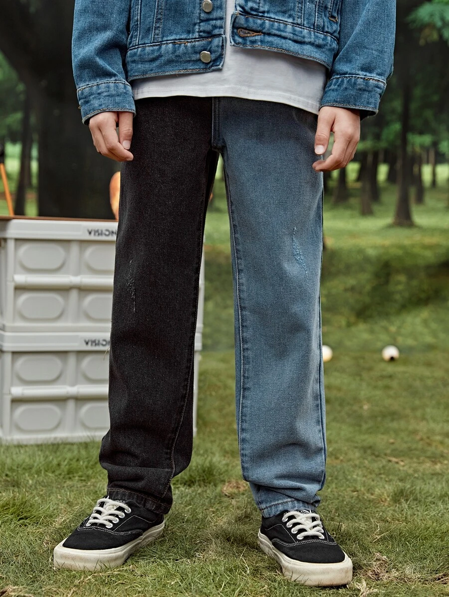 Boys Two Tone Straight Leg Jeans - Multicolor - View 1