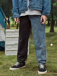 Boys Two Tone Straight Leg Jeans - Multicolor - View 3