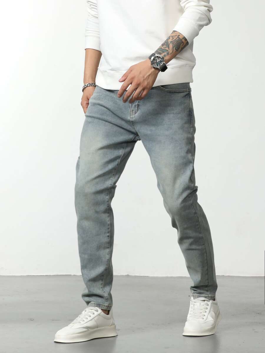 Manfinity Men Slant Pocket Jeans - Light Wash - View 1