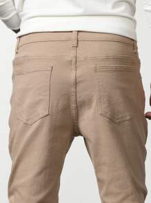 Manfinity LEGND Nam Quần jean rách Bông Túi nghiêng - Màu Khaki - Xem 5