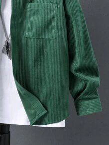 SHEIN Tween Boy Pocket Patched Shirt Without Tee - Dark Green - View 3