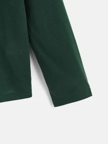 SHEIN Tops con trai Hoạt hình Lá thư Giải trí - Màu xanh lá cây đậm - Xem 4