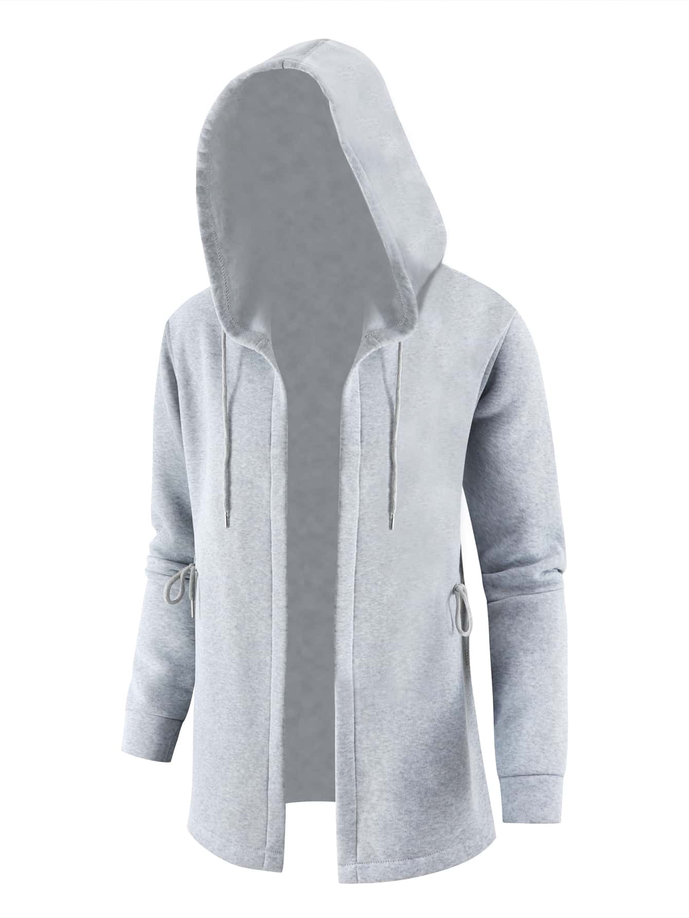 Manfinity Men Drawstring Waist Thermal Lined Hoodie - Light Grey - View 1