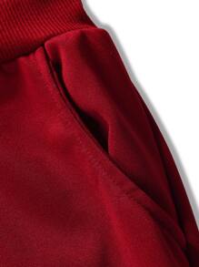 Manfinity Homme Pantalones De Chándal Con Bolsillo Diagonal En Color Sólido Para Hombres - Burdeos - Ver 5