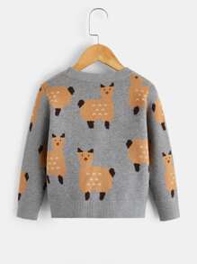 Toddler Boys Cartoon Pattern Drop Shoulder Cardigan - Grey - View 2
