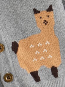 Toddler Boys Cartoon Pattern Drop Shoulder Cardigan - Grey - View 4