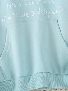 少女貓咪卡通與口號的3d耳朵連帽衛衣