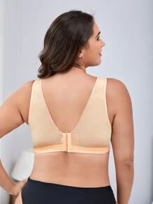 Plus Floral Lace Rhinestone Detail Bralet - Apricot - View 2