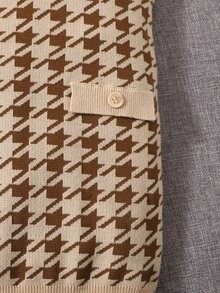 SHEIN 小女童千鳥格圖案開襟衫和毛衣裙 - 彩色 - 查看 3