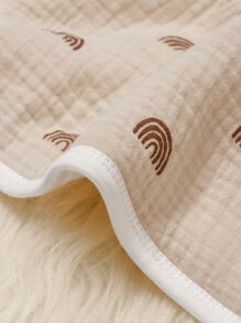 1入組嬰兒長毛絨彩虹印花繈褓毯