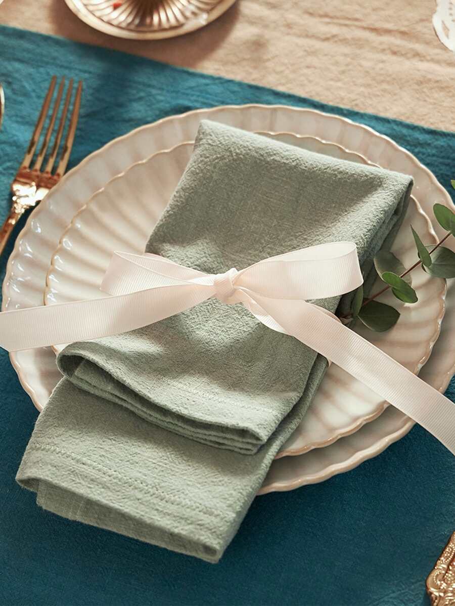 1/2/6/10pcs Plain Green Skin-Friendly Napkins For Home Use - Green - View 1