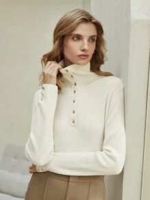 MOTF PREMIUM 100% CASHMERE TURTLENECK JUMPER - Beige - View 2