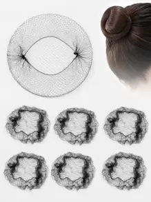 8pcs Solid Hair Bun Net - Black - View 1
