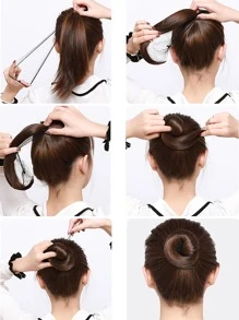 8pcs Solid Hair Bun Net - Black - View 5