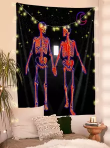 1入組燈和骷髅圖案掛毯 - 彩色 - 查看 1