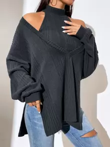 SHEIN Essnce Drop Shoulder Slit Hem Top & Halter Top