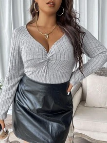 Celure Camiseta girante delantero tejido de canalé - Gris Claro - Ver 4