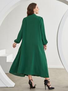 Lacomfia 大碼燈籠袖百褶襯衫洋裝