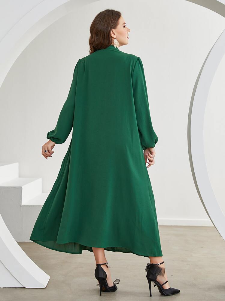 Lacomfia Plus Lantern Sleeve Pleated Shirt Dress | SHEIN USA