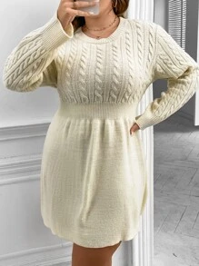 Mulvari Vestido de punto tejido de cable - Blanco - Ver 3