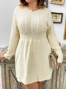 Mulvari Vestido de punto tejido de cable - Blanco - Ver 4