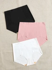 Plus 3pack Solid Simple Panty - Multicolor - View 3