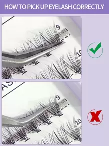 MAGEFY 220簇鱼尾分段混合式睫毛，卷翘更长，C个人DIY不同长度的睫毛，天然柔软手工睫毛，适合日常使用，漫画睫毛，适合旅行 - 黑色 - 查看 5