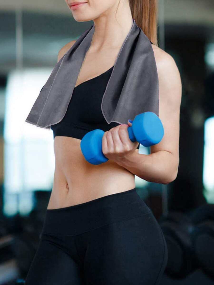 1pc Solid Sport Towel - Grey - View 1