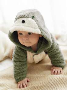 Baby Boy Colorblock Hooded Flannel Sleep Jumpsuit - Army Green - View 3