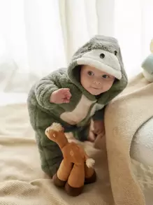 Baby Boy Colorblock Hooded Flannel Sleep Jumpsuit - Army Green - View 4