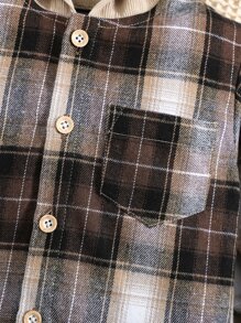 SHEIN Baby Boy Plaid Print Hooded Shirt & Pants