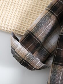 SHEIN Baby Boy Plaid Print Hooded Shirt & Pants