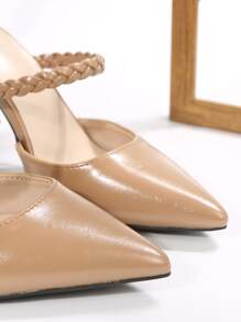 Pointed Toe Mule Slippers For Women, New Autumn/Winter Simple Closed Toe High Heel Slip-On Slides