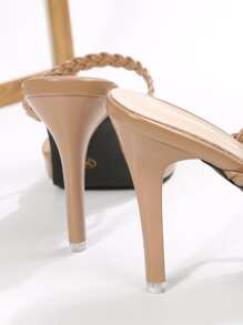 Pointed Toe Mule Slippers For Women, New Autumn/Winter Simple Closed Toe High Heel Slip-On Slides