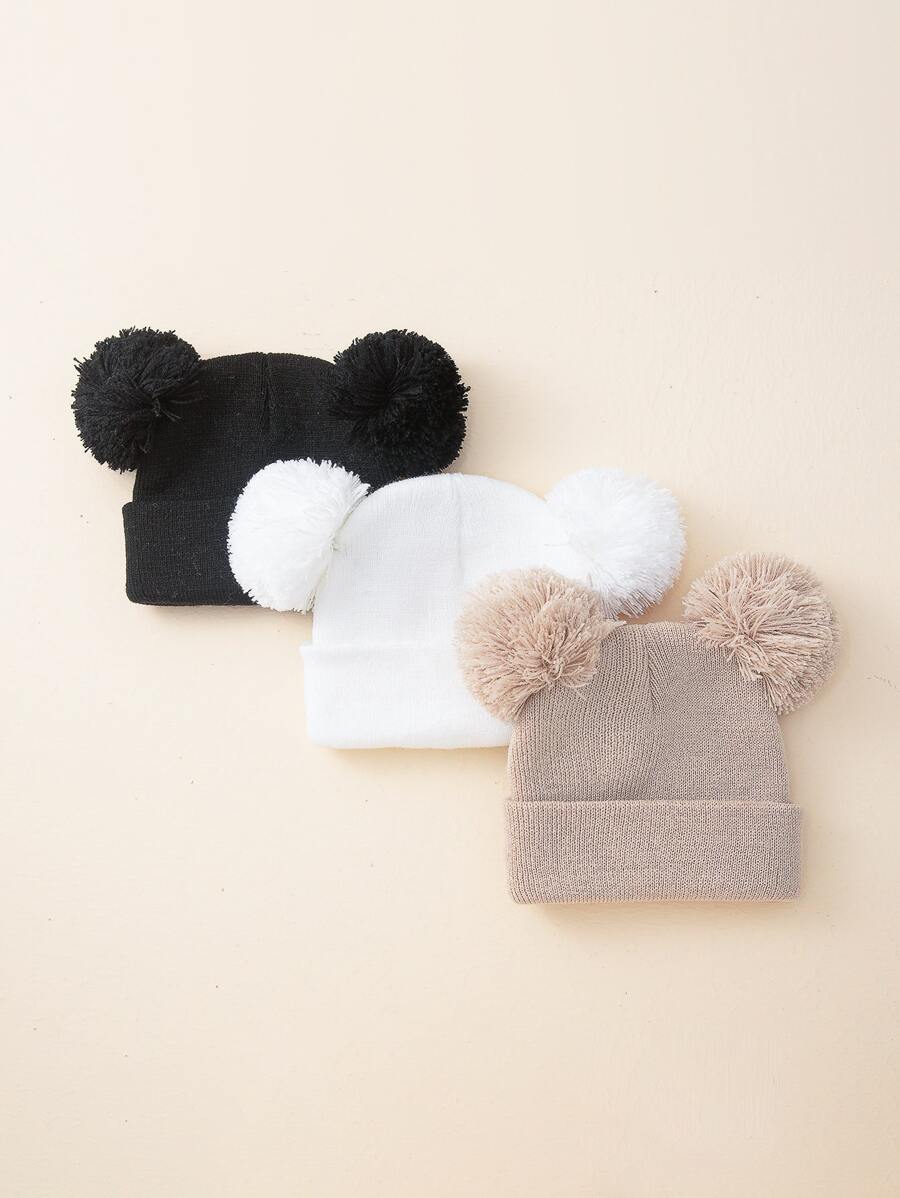 3pcs Baby Plush Ball Decor Hat - Multicolor - View 1