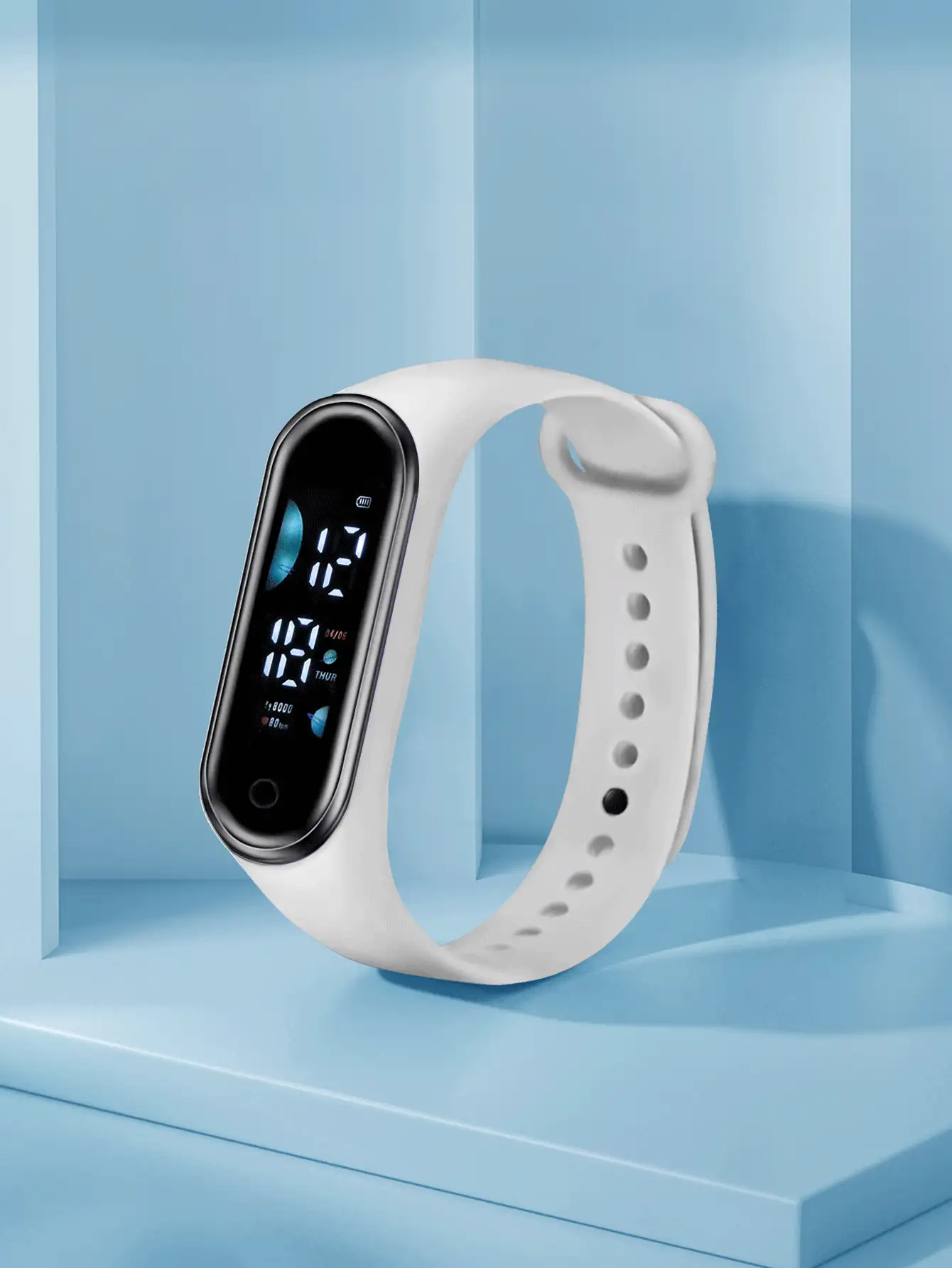 Kids Oval Dial Electronic Watch - White - View 2